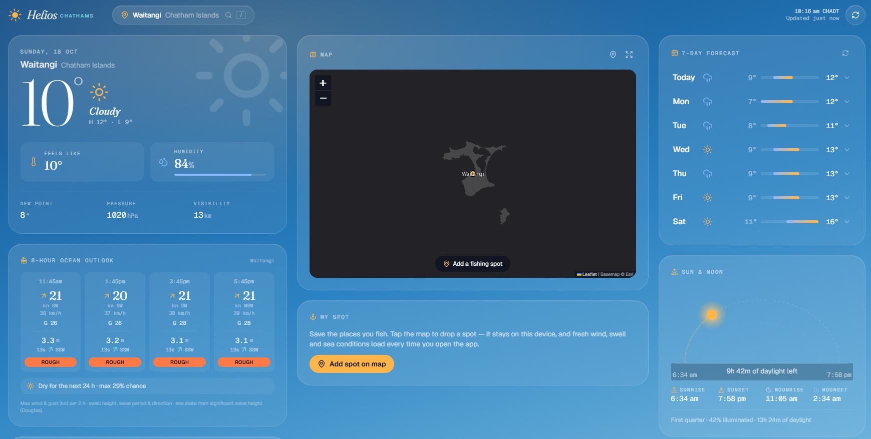 Screenshot of Helios community weather intelligence